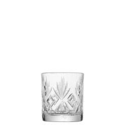 Ποτήρι γυάλινο για Ουίσκι σκαλιστό χαμηλό 30.5cl Φ8.1 x 9.2 cm σειρά ROYAL της UNIGLASS