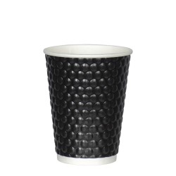 Premium χάρτινο ποτήρι 355ml-12oz διπλού τοιχώματος ζεστών και κρύων σε μαύρο χρώμα συσκευασία 25 τεμαχίων