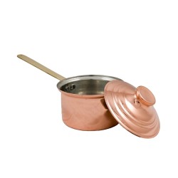 Γαλατιέρα mini χάλκινη με μακρύ χερούλι διαστάσεων Φ8x5cm Νο 8 άριστης ποιότητας κατασκευής