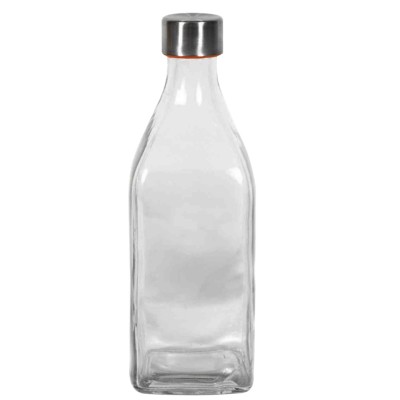 Γυάλινο μπουκάλι 1070ml με καπάκι INOX, 8.8x8.8x25.8cm
