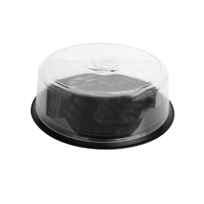 Τουρτιέρα πλαστική SAN, φ30cm, με καπάκι και μαύρο δίσκο