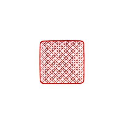 Πιάτο Ρηχό πορσελάνης τετράγωνο 16x16cm - φ22cm, Σειρά KROZ Κόκκινο, LUKANDA