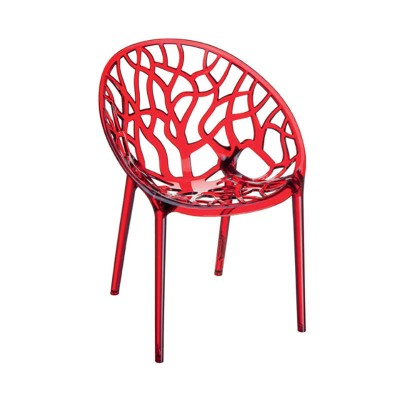 Πολυθρόνα με ιδιαίτερο μοντέρνο σχέδιο σε όμορφο χρώμα red transparent σειρά Crystal SIESTA με UV προστασία χρωμάτων