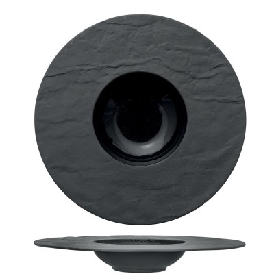Πιάτο πορσελάνης ζυμαρικών σε μαύρο χρώμα 34cm (εσ. Φ15.5cm) σειρά PIETRA EFFETO της M1934