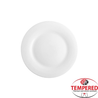 Πιάτα οπαλίνης ρηχά 25 cm σετ των 6 τεμαχίων σε λευκό χρώμα Tempered, Σειρά Elba, CoK Spain