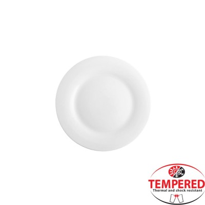 Σετ απο 6 πιάτα οπαλίνης ρηχά 20 cm σε λευκό χρώμα Tempered σειρά Elba CoK Spain