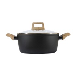 Κατσαρόλα Earth αντικολλητική πρεσσαριστού αλουμινίου 24Cm 4.3Lt με πυράντοχο καπάκι Estia