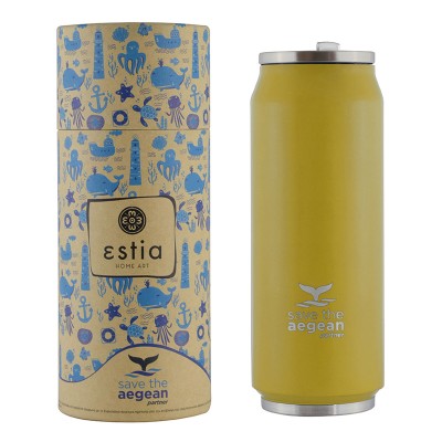 Θερμός Travel Cup Save The Aegean χωρητικότητας 500ml σε χρώμα κίτρινο Estia