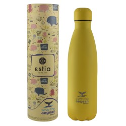 Θερμός μπουκάλι Save The Aegean ανοξείδωτος χωρητικότητας 500ml σε χρώμα κίτρινο Estia