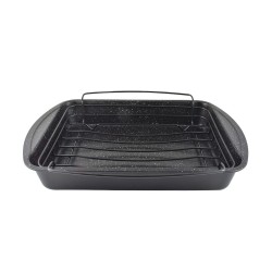 Ταψί της σειράς Magma αντικολλητικό εμαγιέ ορθογώνιο 45.5X37X7cm 6Lt με σχάρα Estia