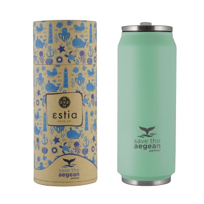 Θερμός Travel Cup Save The Aegean χωρητικότητας 500ml στο χρώμα της μέντας Estia