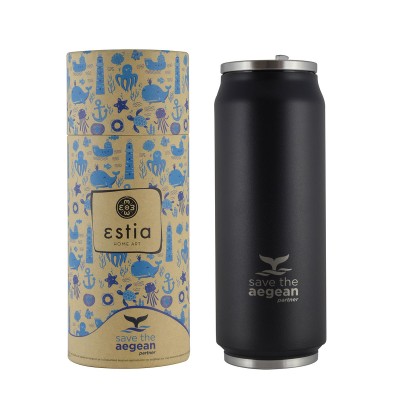 Θερμός Travel Cup Save The Aegean χωρητικότητας 500ml σε χρώμα μαύρο Estia