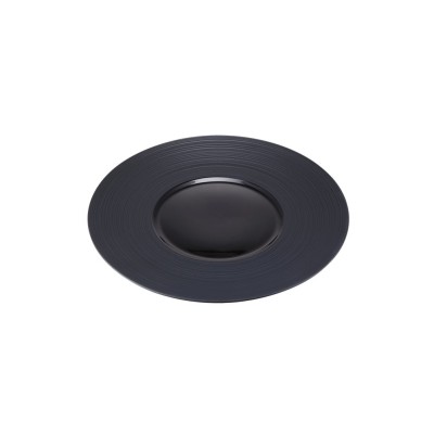 Πιάτο Ρηχό Πορσελάνης φ26x3cm, γυαλιστερό εσωτερικό, ανάγλυφο γείσο, Σειρά CDP, μαύρο, SUNNEX