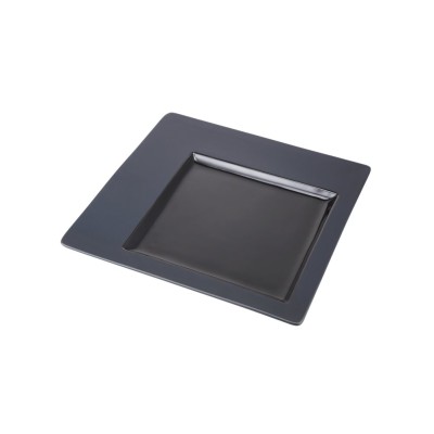 Πιάτο Πορσελάνης Τετράγωνο 30x30x1.5cm γυαλιστερό εσωτερικό ματ γείσο Σειρά CDP μαύρο SUNNEX