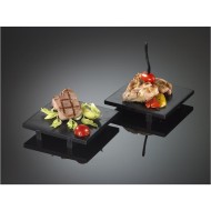 Τετράγωνη πιατέλα παρουσίασης Sushi από bamboo χρώμα μαύρο 15x15x2.5cm Ιταλικής κατασκευής Leone