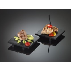Τετράγωνη πιατέλα παρουσίασης Sushi από bamboo χρώμα μαύρο 15x15x2.5cm Ιταλικής κατασκευής Leone