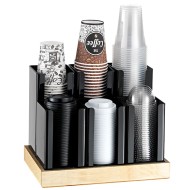 Πλαστική θήκη 6 θέσεων με ξύλινη βάση 34x23x25cm μαύρη GARIBALDI