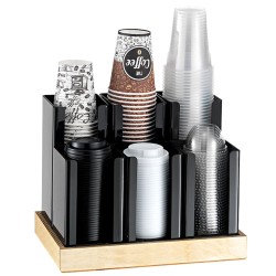 Πλαστική θήκη 6 θέσεων με ξύλινη βάση 34x23x25cm μαύρη GARIBALDI