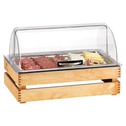 Ψυχόμενος δίσκος με ξύλινη αδιάβροχη βάση GN1/1 53x32.5x15cm χωρίς καπάκι 