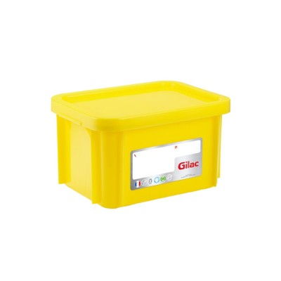 Δοχείο αποθήκευσης HACCP χωρητικότητας 15Lt (40x30x23.5cm) με καπάκι -40/+90°C κίτρινο Gilac
