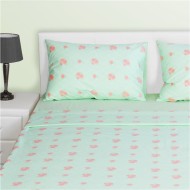 Σετ σεντόνια διπλά FLAT και μαξιλαροθήκες διαστάσεων 240x260cm 100% βαμβάκι 144 κλωστές siliconized λούλουδι πράσινο