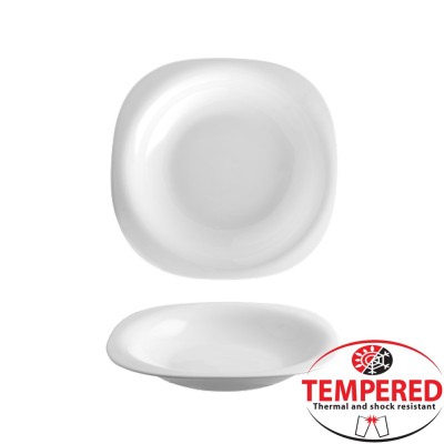 Πιάτο οπαλίνης βαθύ διαστάσεων 22x22cm λευκό Tempered σειρά Boreal CoK Spain