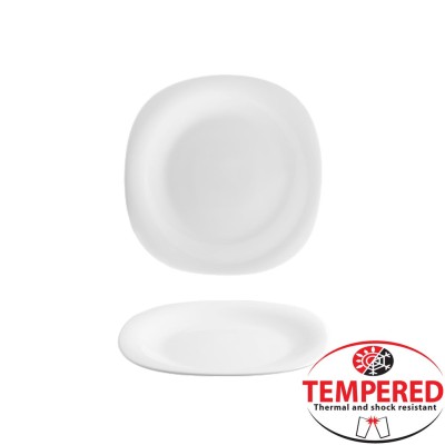Πιάτο οπαλίνης ρηχό 20x20cm λευκό Tempered σειρά Boreal CoK Spain