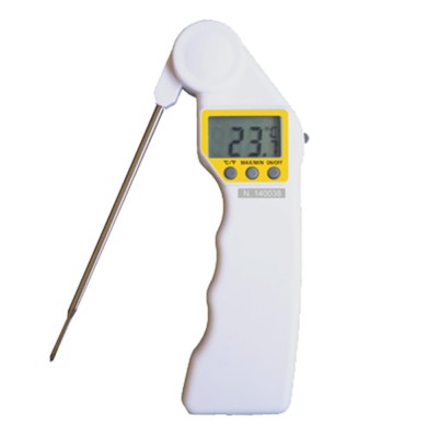 Ψηφιακό θερμόμετρο με κίτρινο πλαίσιο HACCP και περιστρεφόμενη ακίδα για μετρήσεις από-50 έως 300°C της Alla France