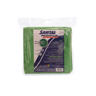 Πακέτο με 5 πανιά μικροινών (microfiber) γενικής χρήσης σε πράσινο χρώμα της SANITAS PRO