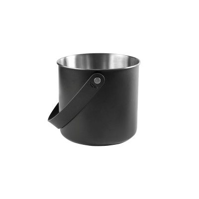 Σαμπανιέρα πολυτελείας διαμέτρου φ18cm 4Lt σε μαύρο χρώμα INOX 18/10 με δερμάτινο χερούλι Lacor