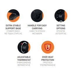 Θερμαντικό σώμα convector 2000W 220-240V 50Hz με λαβές μεταφοράς και προστασία από υπερθέρμανση