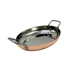 Σαγάνι σερβιρίσματος οβάλ με 2 χερούλια INOX/χάλκινο 15(21)x10xΥ1.8cm