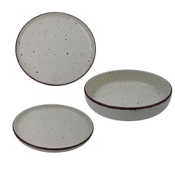 Σερβίτσιο πιάτων από πορσελάνη σε μοντέρνα γραμμή μπεζ χρώματος σετ 18τμχ