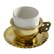 Φλυτζάνι του ελληνικού καφέ πορσελάνινο No 2 σετ με ορειχάλκινη βάση-πιατάκι Φλυτζάνι του ελληνικού καφέ πορσελάνινο No 2 σετ με ορειχάλκινη βάση-πιατάκι