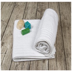 Πετσέτα προσώπου λευκή LINES διαστάσεων 50Χ90cm 100% βαμβακερή 500gsm