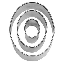 Σετ ανοξείδωτα τσέρκια - κουπάτ ζαχαροπλαστικής οβάλ σετ 3 τεμαχίων