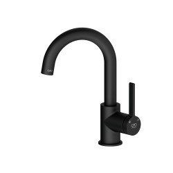 Μπαταρία νιπτήρος ψηλή Glido μαύρη με στρογγυλό ρουξούνι και αεριστήρα εξοικονόμησης νερού MTL165-S GPD Μπαταρία νιπτήρος ψηλή Glido μαύρη με στρογγυλό ρουξούνι και αεριστήρα εξοικονόμησης νερού MTL165-S GPD