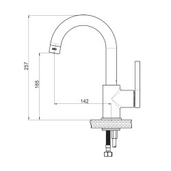 Μπαταρία νιπτήρος ψηλή Glido μαύρη με στρογγυλό ρουξούνι και αεριστήρα εξοικονόμησης νερού MTL165-S GPD