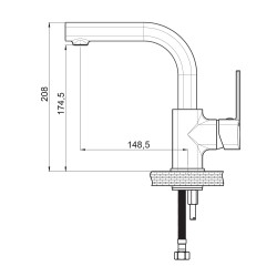 Μπαταρία νιπτήρος ψηλή Pedra με στρογγυλό ρουξούνι και αεριστήρα εξοικονόμησης νερού MTL160 GPD