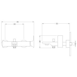 Μπαταρία λουτρού Jovian επιτοίχιας τοποθετησης σε μοντέρνα τετραγωνισμένη γραμμή