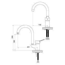 Μπαταρία νιπτήρος ψηλή Iris με στρογγυλό ρουξούνι και αεριστήρα εξοικονόμησης νερού MTL130 GPD