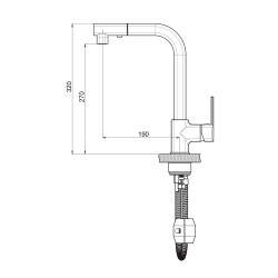 Μπαταρία νεροχύτη Pedra σε μοντέρνο σχεδιασμό με αφαιρούμενο ντουζ χειρός MES160 GPD
