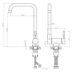 Μπαταρία νεροχύτη σπαστή από ορείχαλκο επιχρωμιωμενο ιδανική για να ανοίγει το παράθυρο σειρά PICCHIO GPD