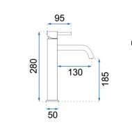 Μπαταρία νιπτήρα ψηλή σε μαύρο ματ χρώμα από ανοξείδωτο ατσάλι διαστάσεων 280x180cm σειρά LUNGO