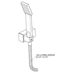 Τηλέφωνο ντους με ιδιαίτερο πλακέ σχεδιασμό και εφέ μασάζ περιλαμβάνει σπιράλ και στήριγμα με DST26 GPD