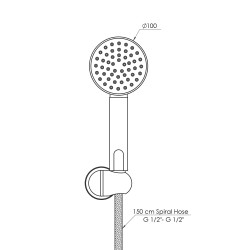 Τηλέφωνο ντους με στήριγμα και σπιράλ σε χρυσό χρώμα DST28 GPD