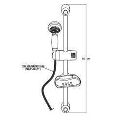 Βέργα μπάνιου ρυθμιζόμενου ύψους με τηλέφωνο αυτοκαθαριζόμενο και σαπουνοθήκη DST16