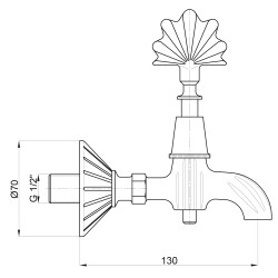Ορειχάλκινη κάνουλα εξωτερικού χώρου κάθετη με αντικέ επίστρωση UMS20