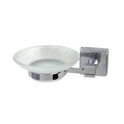 Ορειχάλκινη επιτοίχια σαπουνοθήκη με γυάλινο ματ πιατάκι σειρά Emma με τετράγωνη ροζέτα