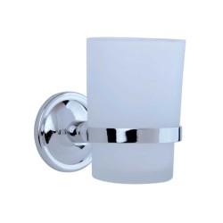 Ποτηροθήκη μπάνιου γυάλινη για οδοντοβουρτσες με βάση επιτοίχιας στήριξης σειρά Olivia